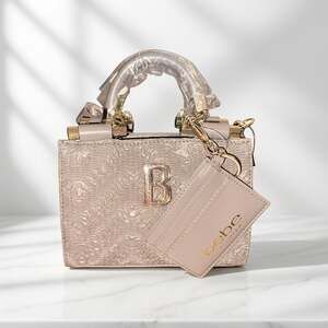bebe Mini Satchel with Credit Card Holder in Light Taupe NWT-MSRP $99